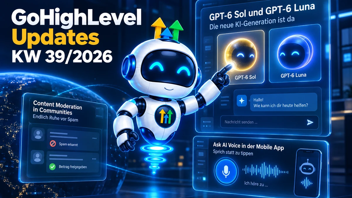 GoHighLevel Roundup KW39/2026: GPT-6, Communities & KI-Voice